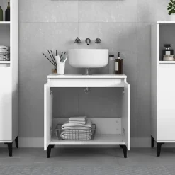 zmh Meuble d'évier blanc 58x33x60 cm bois d'ingénierie* Meuble Wc