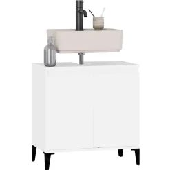 zmh Meuble d'évier blanc 58x33x60 cm bois d'ingénierie* Meuble Wc
