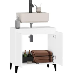 zmh Meuble d'évier blanc 58x33x60 cm bois d'ingénierie* Meuble Wc