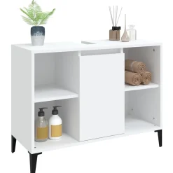 zmh Meuble d'évier blanc 80x33x60 cm bois d'ingénierie* Meuble Wc