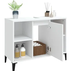zmh Meuble d'évier blanc 80x33x60 cm bois d'ingénierie* Meuble Wc