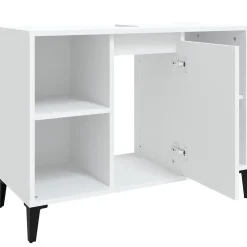 zmh Meuble d'évier blanc 80x33x60 cm bois d'ingénierie* Meuble Wc