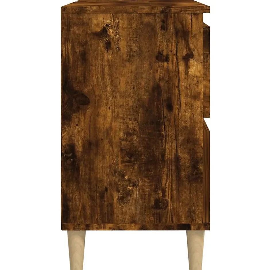 zmh Meuble d'évier chêne fumé 80x33x60 cm bois d'ingénierie* Meuble Wc