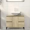 zmh Meuble d'évier chêne sonoma 80x33x60 cm bois d'ingénierie* Meuble Wc