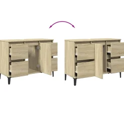 zmh Meuble d'évier chêne sonoma 80x33x60 cm bois d'ingénierie* Meuble Wc