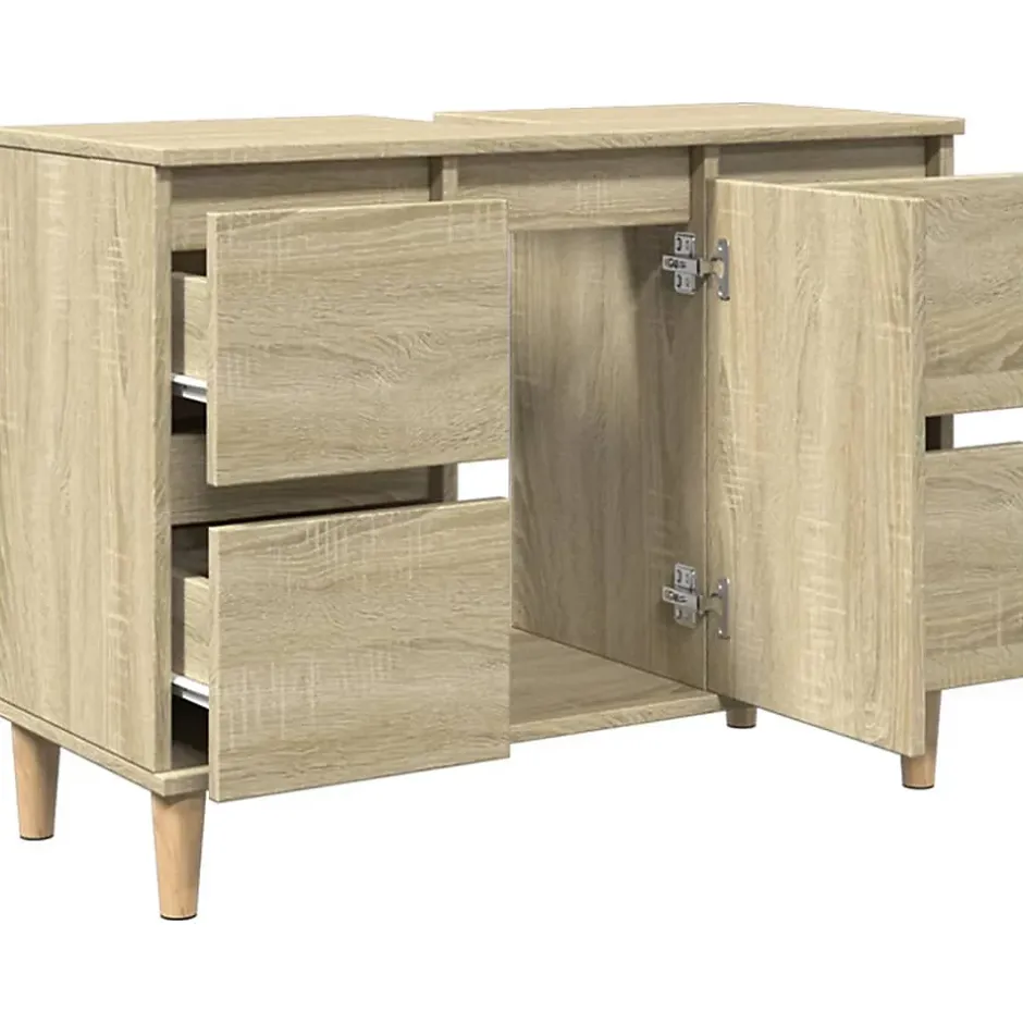 zmh Meuble d'évier chêne sonoma 80x33x60 cm bois d'ingénierie* Meuble Wc