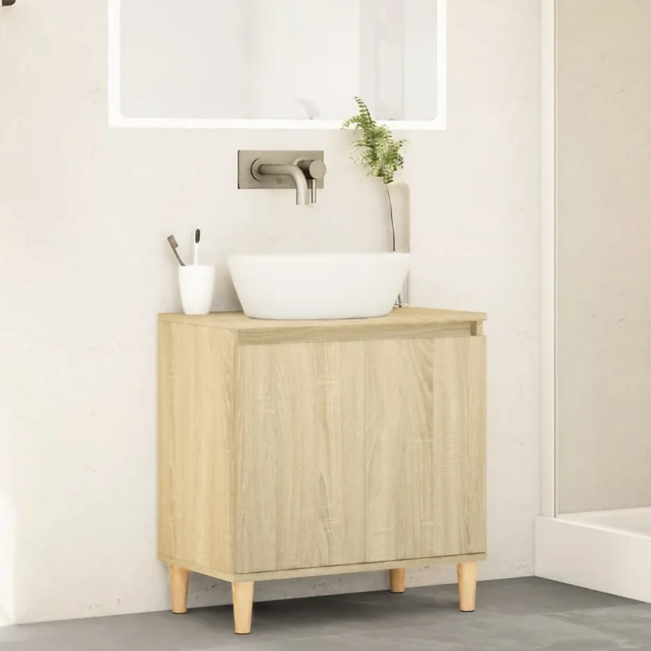 zmh Meuble d'évier chêne sonoma 58x33x60 cm bois d'ingénierie