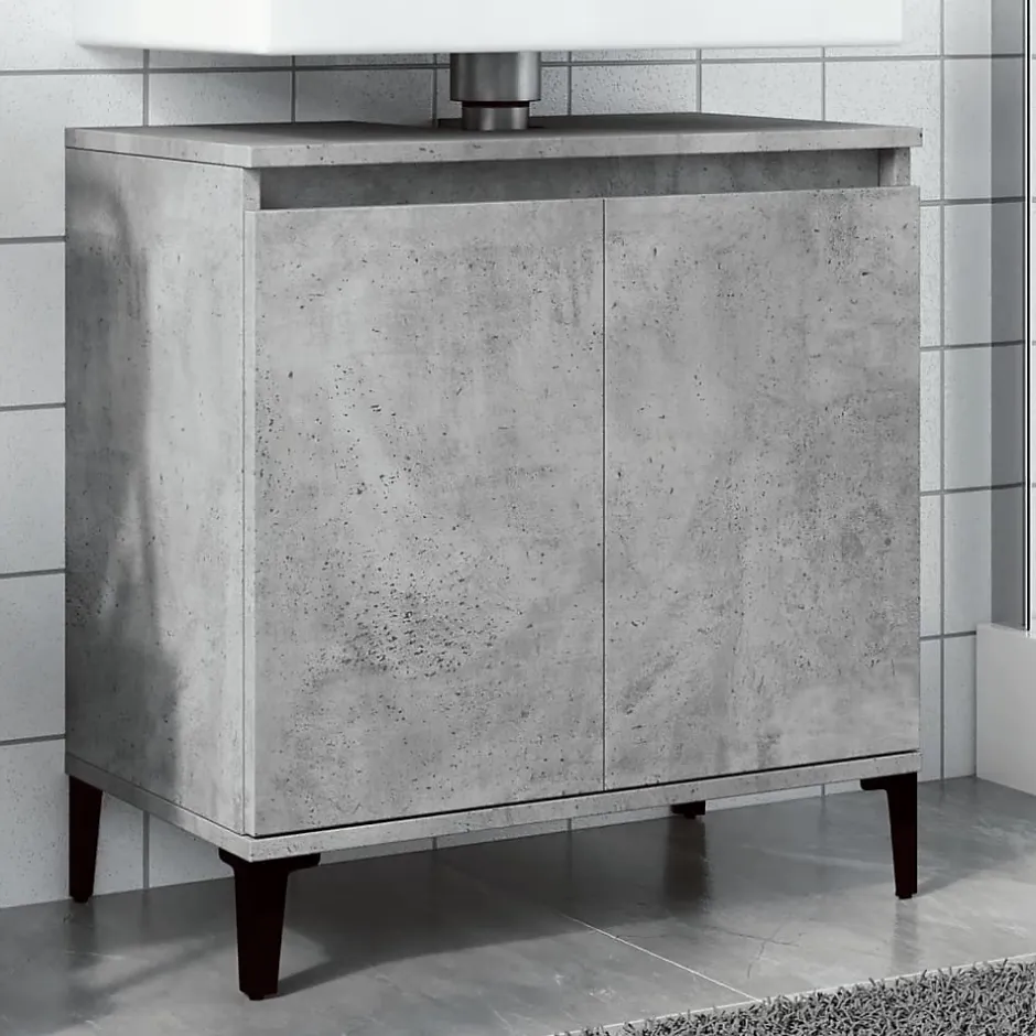 zmh Meuble d'évier gris béton 58x33x60 cm bois d'ingénierie