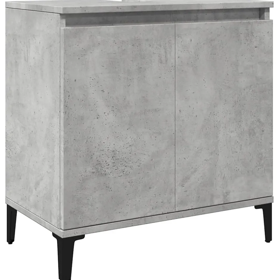 zmh Meuble d'évier gris béton 58x33x60 cm bois d'ingénierie