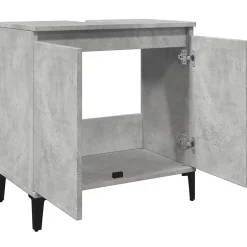 zmh Meuble d'évier gris béton 58x33x60 cm bois d'ingénierie