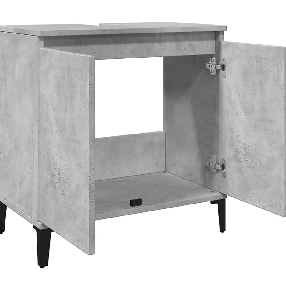 zmh Meuble d'évier gris béton 58x33x60 cm bois d'ingénierie