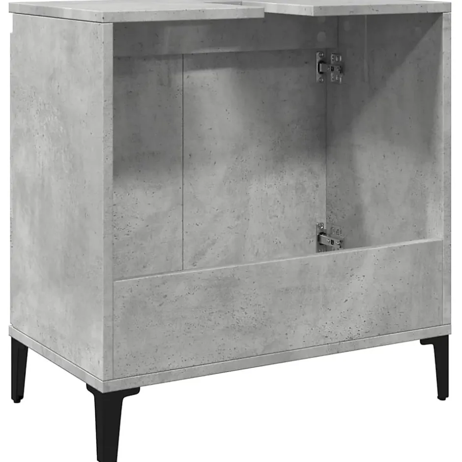 zmh Meuble d'évier gris béton 58x33x60 cm bois d'ingénierie