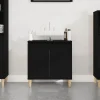 zmh Meuble d'évier noir 58x33x60 cm bois d'ingénierie* Meuble Wc