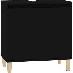 zmh Meuble d'évier noir 58x33x60 cm bois d'ingénierie* Meuble Wc