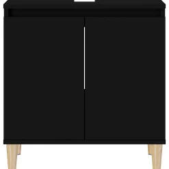 zmh Meuble d'évier noir 58x33x60 cm bois d'ingénierie* Meuble Wc