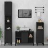 zmh Meuble d'évier noir 80x33x60 cm bois d'ingénierie