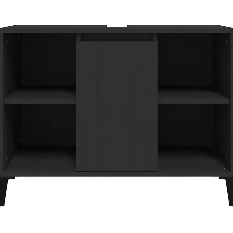 zmh Meuble d'évier noir 80x33x60 cm bois d'ingénierie