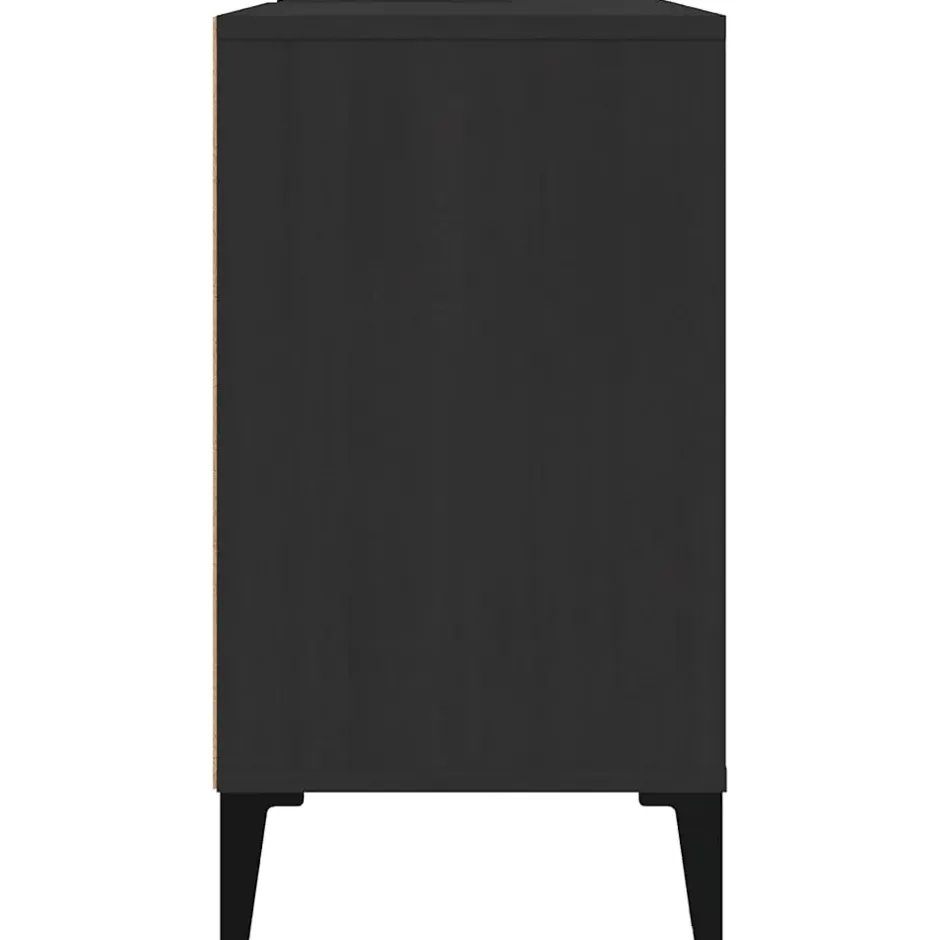 zmh Meuble d'évier noir 80x33x60 cm bois d'ingénierie