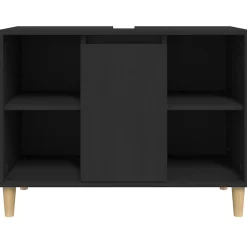 zmh Meuble d'évier noir 80x33x60 cm bois d'ingénierie