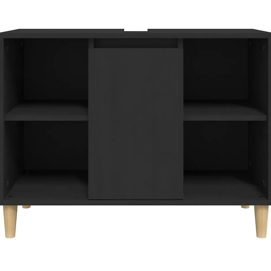 zmh Meuble d'évier noir 80x33x60 cm bois d'ingénierie