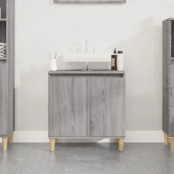 zmh Meuble d'évier sonoma gris 58x33x60 cm bois d'ingénierie