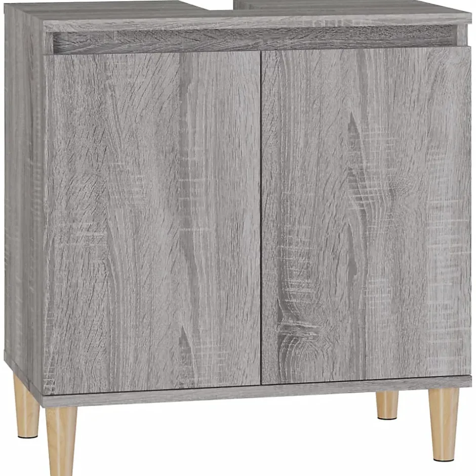 zmh Meuble d'évier sonoma gris 58x33x60 cm bois d'ingénierie
