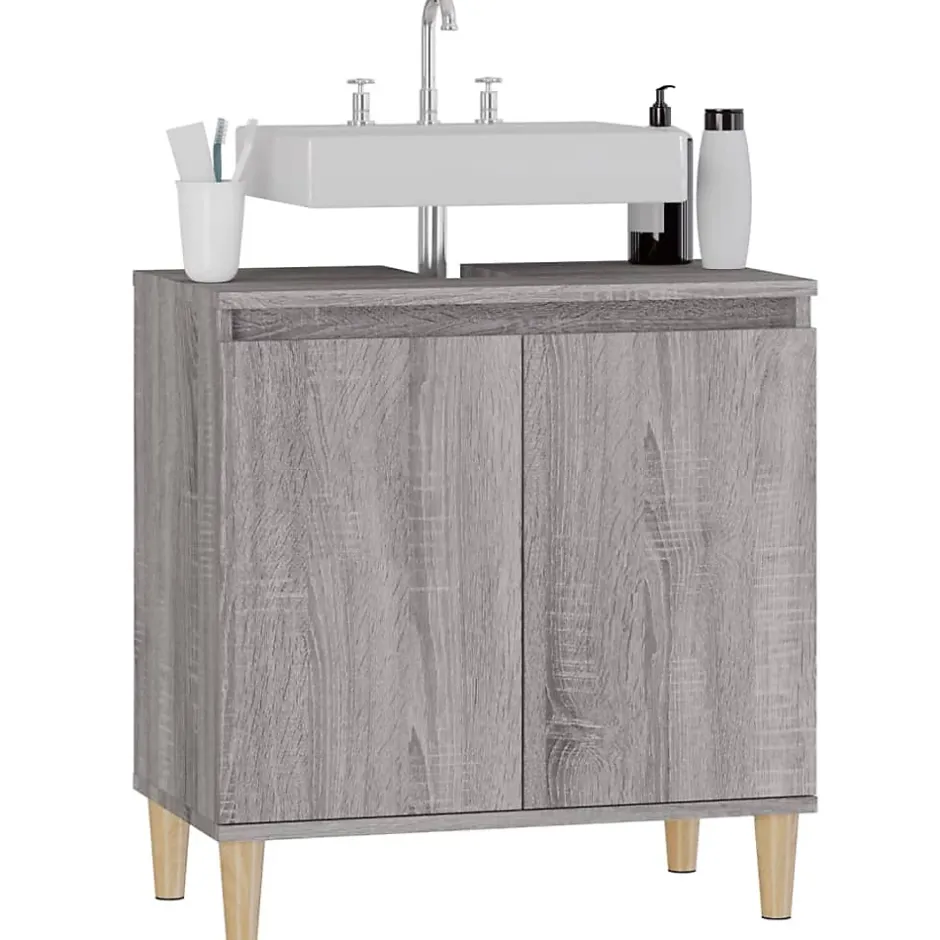 zmh Meuble d'évier sonoma gris 58x33x60 cm bois d'ingénierie