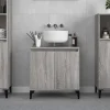 zmh Meuble d'évier sonoma gris 58x33x60 cm bois d'ingénierie* Meuble Wc