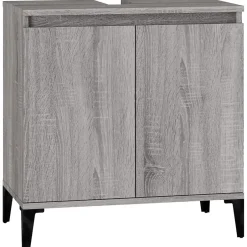 zmh Meuble d'évier sonoma gris 58x33x60 cm bois d'ingénierie* Meuble Wc