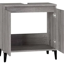zmh Meuble d'évier sonoma gris 58x33x60 cm bois d'ingénierie* Meuble Wc