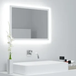 zmh Miroir à LED de salle de bain Blanc 60x8,5x37 cm Acrylique* Meuble Wc