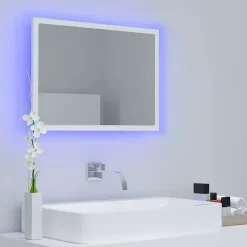 zmh Miroir à LED de salle de bain Blanc 60x8,5x37 cm Acrylique* Meuble Wc