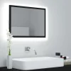 zmh Miroir à LED de salle de bain Noir 60x8,5x37 cm Acrylique* Meuble Wc