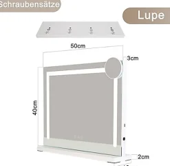 zmh Miroir de Maquillage Éclairant 50x40cm avec 3 Modes de Lumière et Intensité Variable