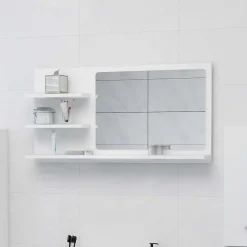 zmh Miroir de salle de bain blanc 90x10,5x45 cm