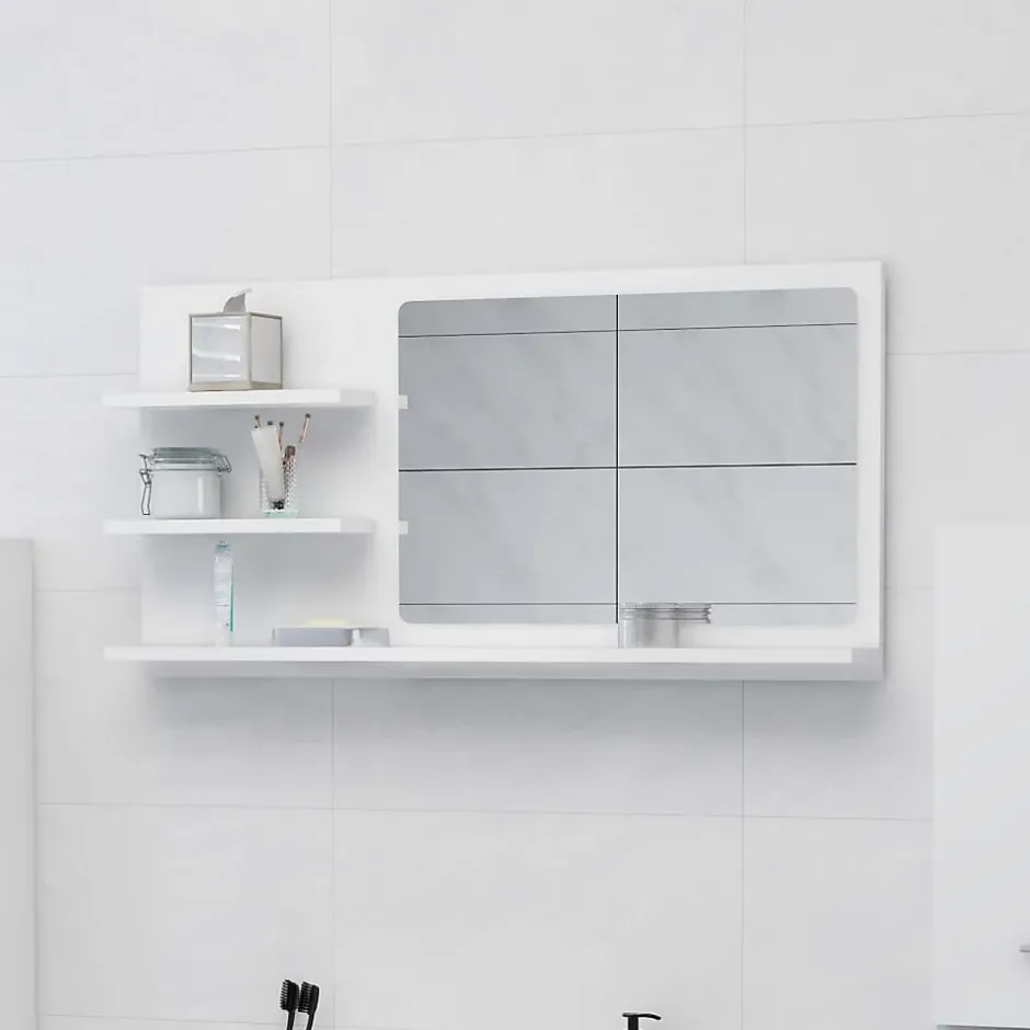 zmh Miroir de salle de bain blanc 90x10,5x45 cm