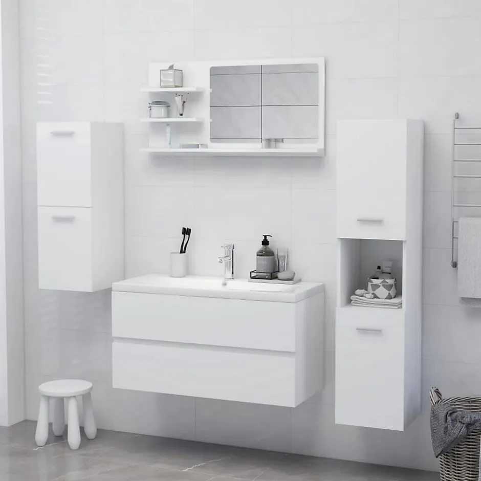 zmh Miroir de salle de bain blanc 90x10,5x45 cm
