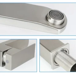 zmh Robinet de lavabo en acier inoxydable haute pression avec mitigeur monocommande