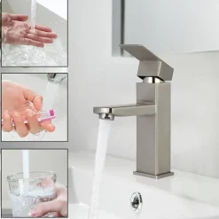zmh Robinet de lavabo en acier inoxydable haute pression avec mitigeur monocommande