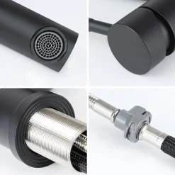 zmh Robinet de lavabo noir avec douchette extensible pour salle de bain et cuisine* Robinet Lavabo Et Vasque