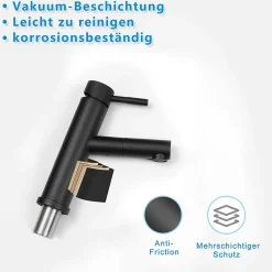 zmh Robinet de lavabo noir avec douchette extensible pour salle de bain et cuisine* Robinet Lavabo Et Vasque