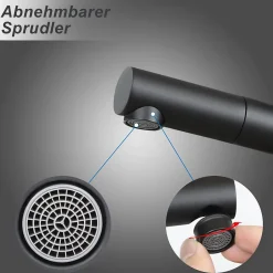 zmh Robinet de lavabo noir avec douchette extensible pour salle de bain et cuisine* Robinet Lavabo Et Vasque