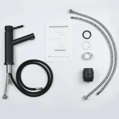 zmh Robinet de lavabo noir avec douchette extensible pour salle de bain et cuisine* Robinet Lavabo Et Vasque