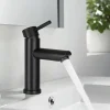 zmh Robinet de Lavabo Noir à Haute Pression avec Mitigeur à Une Poignée pour Cuisine