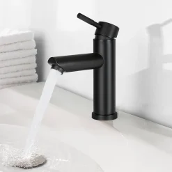 zmh Robinet de Lavabo Noir à Haute Pression avec Mitigeur à Une Poignée pour Cuisine